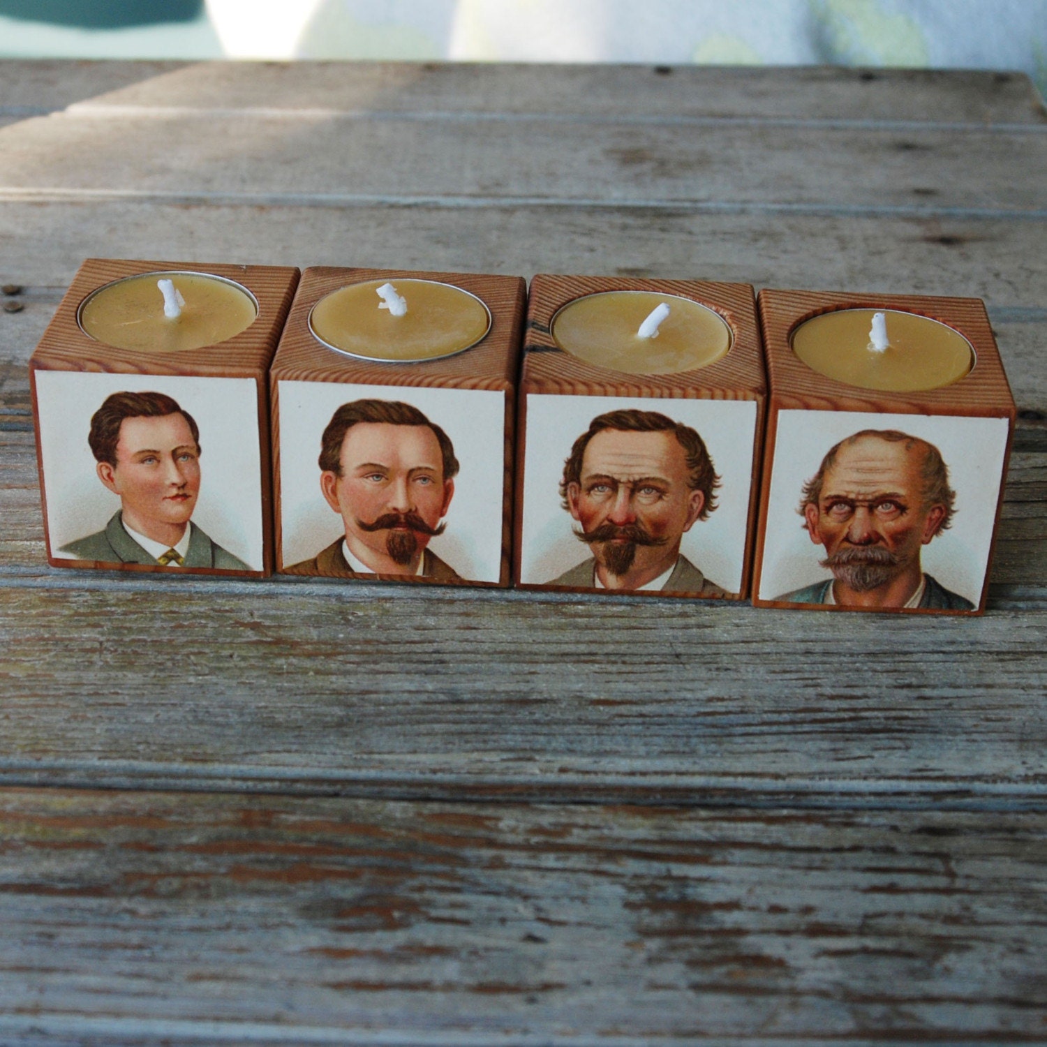 SALE Help the Aged, decline by vice Antique 1800s wood and medical-imaged candles
