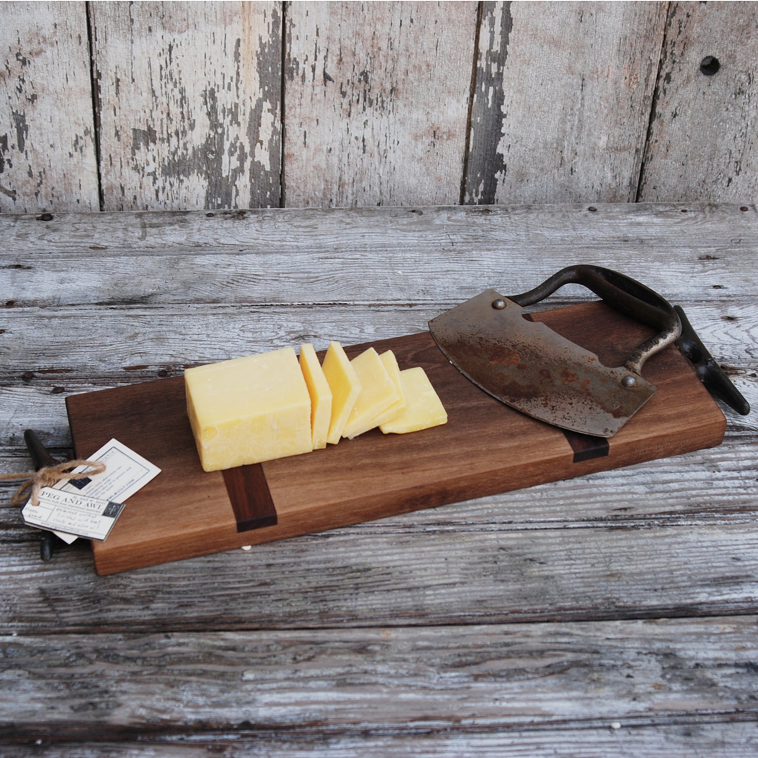 Cheese Board made of reclaimed walnut