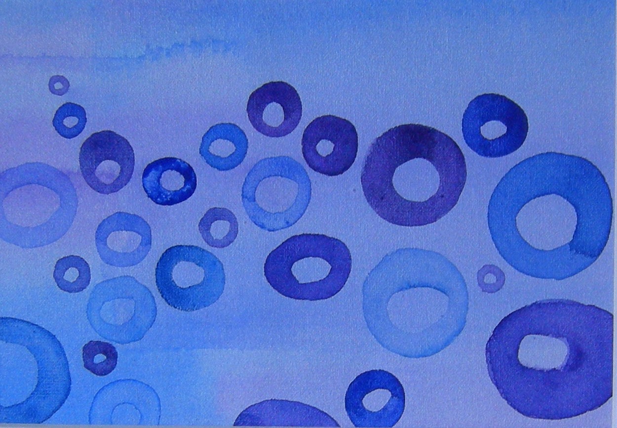 Blue Bubble 2 - original watercolor painting