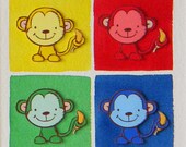Monkey collage - 3D watercolor - rainbow colors