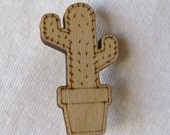 Cactus Wooden Brooch No. 1