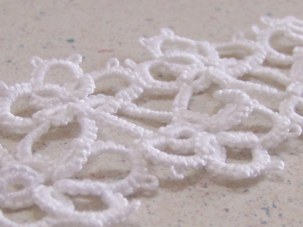 White Hand Needle Tatted Bookmark   FREE SHIPPING