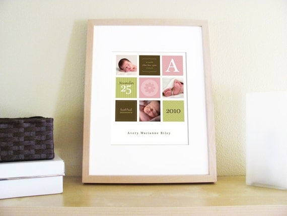Modern Birth Print - Customize with your baby's photos and birth information