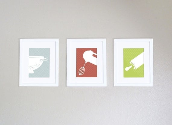 Modern Kitchen Art Prints - Set of 3