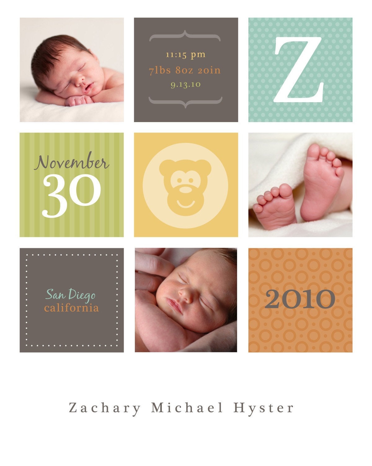 Modern Birth Print - Customize with your baby's photos and birth information