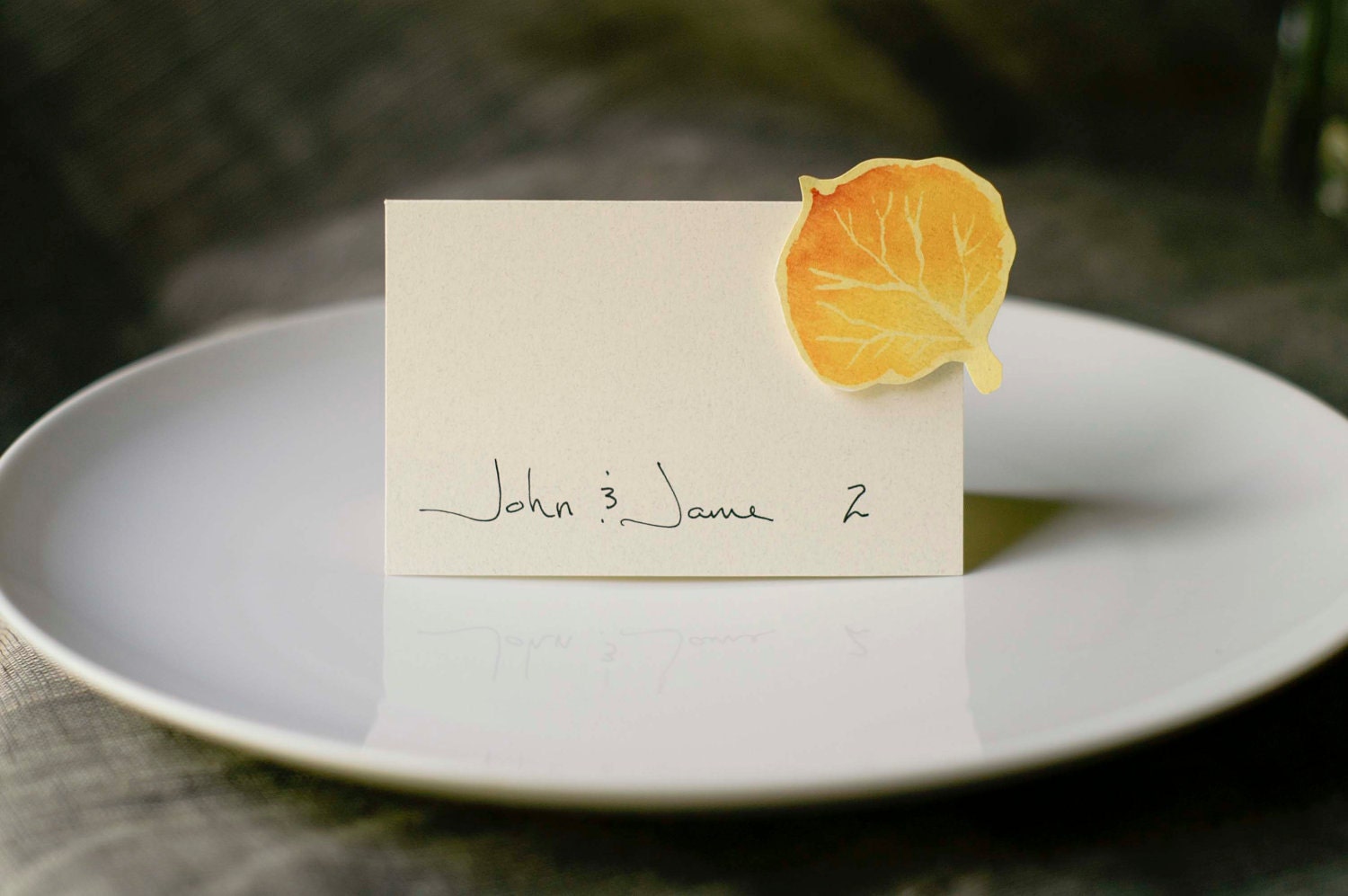 Aspen Yellow Leaf small tent cards - place cards- escort cards - seating - signs
