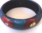 Handpainted Abstract Poppy Bangle Bracelet