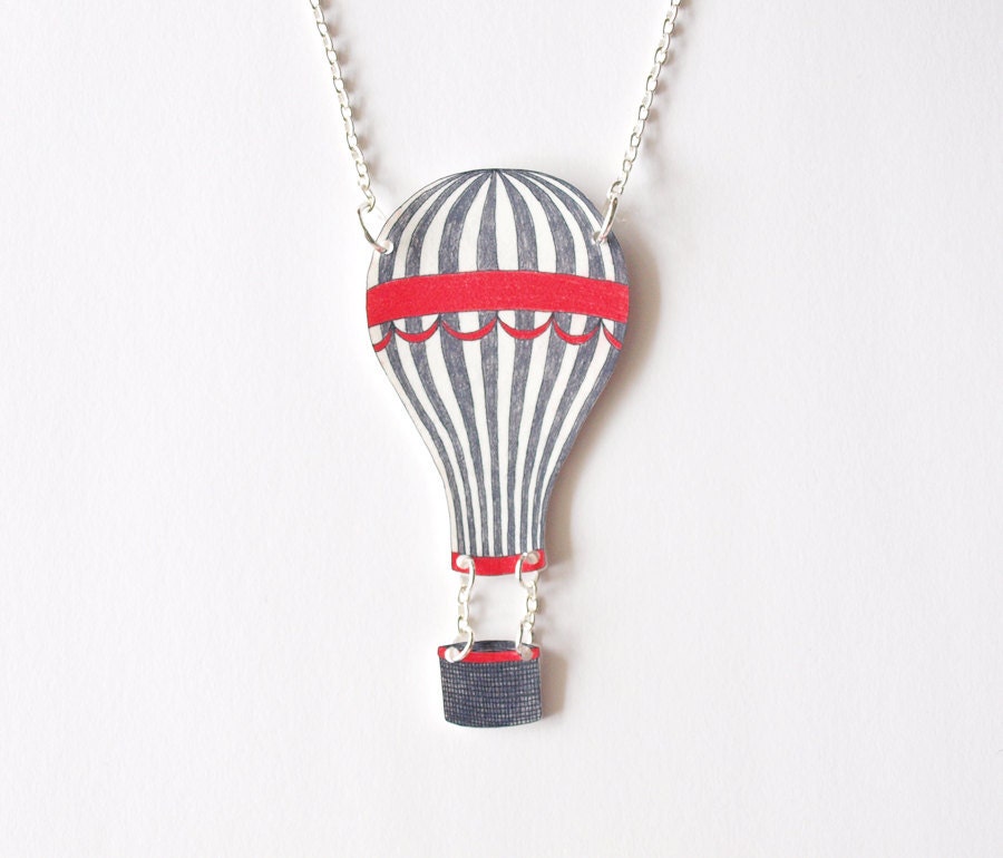 Red Hot Air Balloon Necklace - Made To Order