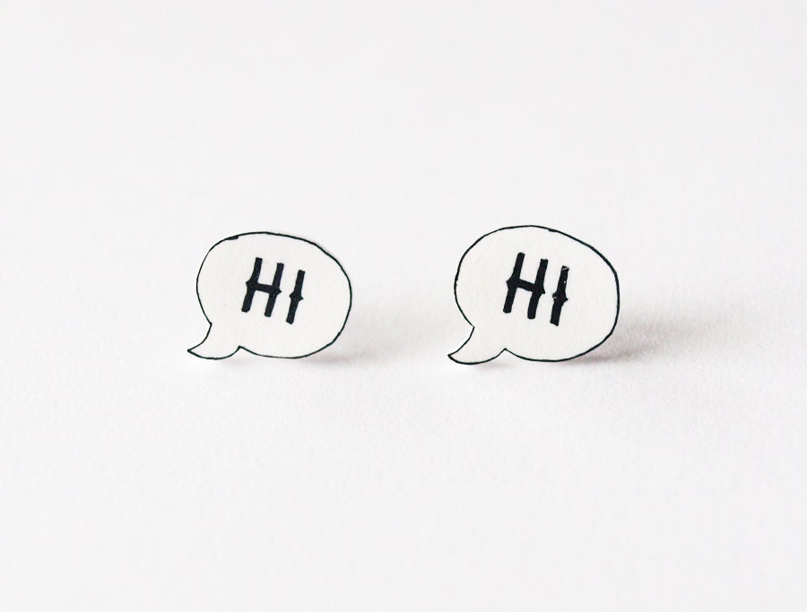 Hi Speech Bubble Stud Earrings - Made To Order