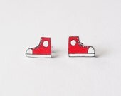 Red High Top Shoe Stud Earrings - Made To Order