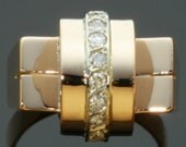 Retro gold diamond ring 1940s vintage jewelry
