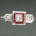RESERVED Art Deco ruby diamond engagement ring platinum band fine vintage jewelry - Bague Art Déco
