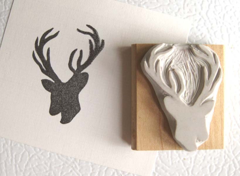 Deer Silhouette Hand Carved Stamp