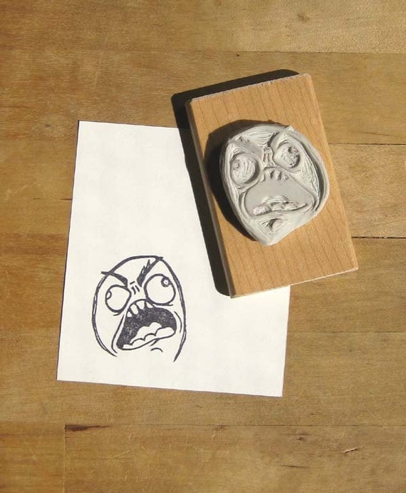 Rage Face Hand Carved Stamp