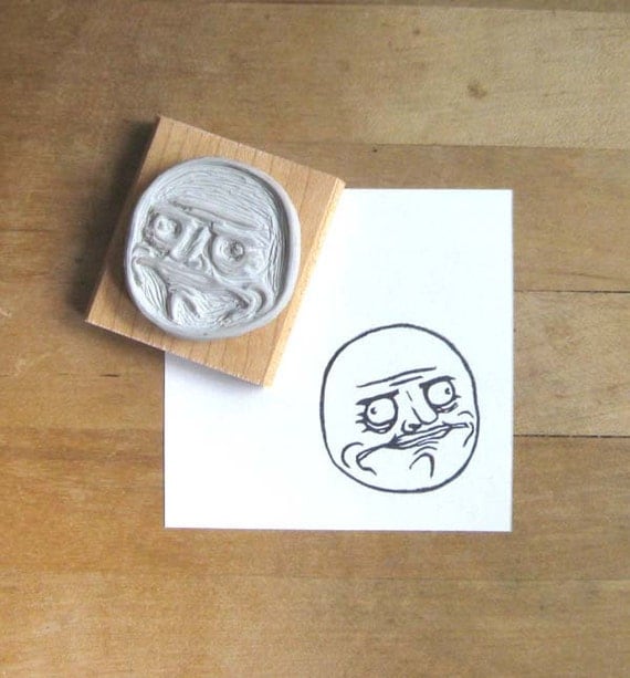 Me Gusta Rage Face Hand Carved Stamp