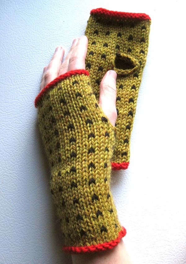 Mustard and Black Pepper Polka Dot Wrist Warmers