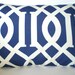 Decorative Pillows Throw Pillow Cushion Cover Lumbar Royal Blue Cream Trellis Indoor Outdoor BOTH SIDES- One 12 x 16