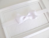 Small White Baby Bow Headband, for Baptism, Wedding, Flower Girl, Baby Gift