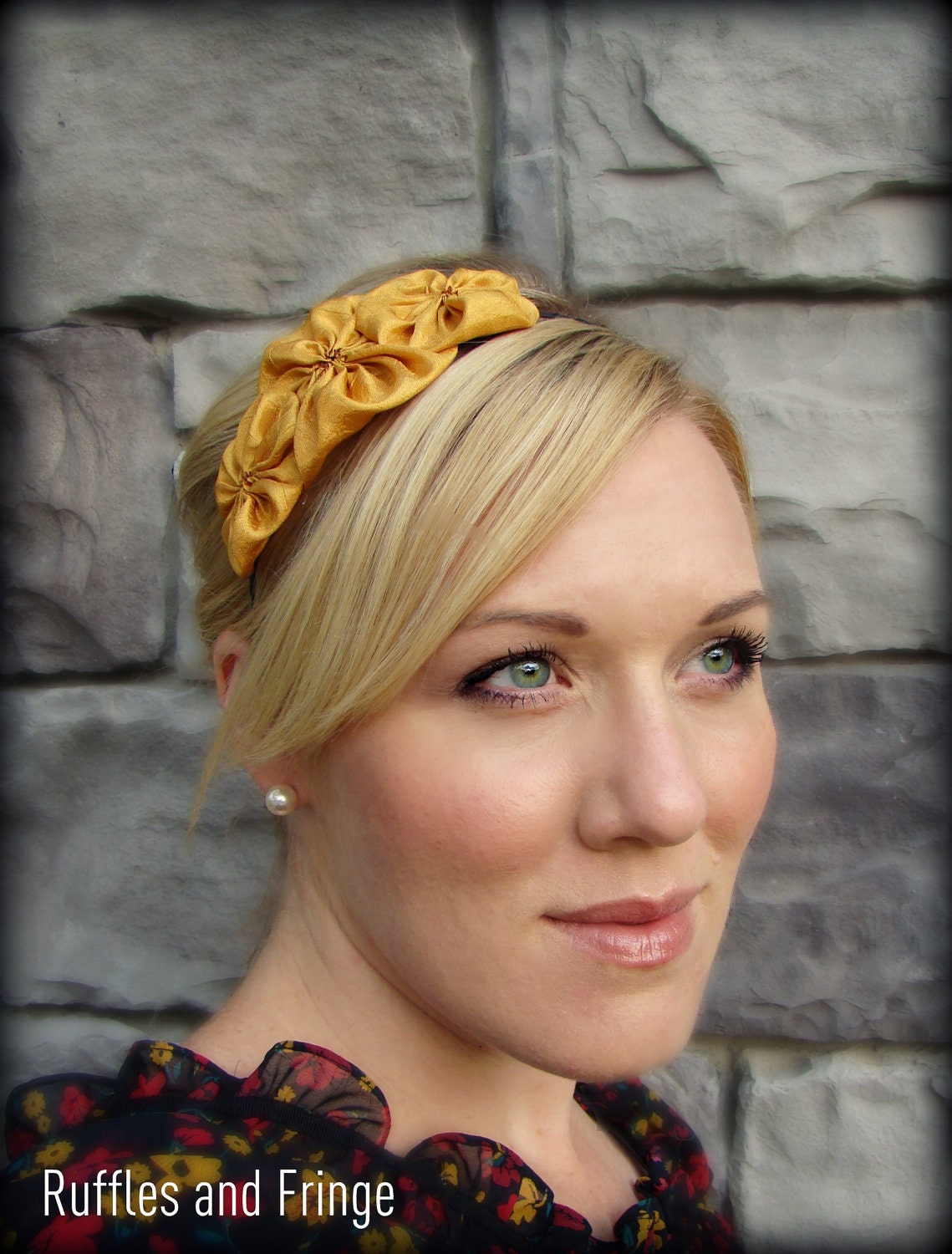 Mustard Headband for Women, Rosette Trio for Adults and Girls