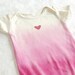 SALE 50% OFF - OOAK Hot Pink Heart Organic Bodysuit Natural Printed and Dip Dyed Ombré 12-18 months