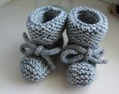 Made to Order Hand Knit Merino Wool Booties WITH Ties, Newborn-18 Months