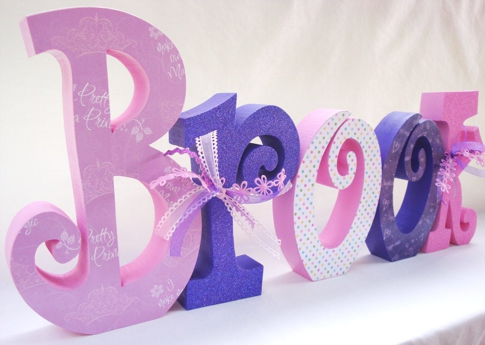 Custom Wood Letters, Baby Girl Wooden Letters, Wooden Nursery Letters, Baby Shower, Wedding, Custom for your decor Set of 5