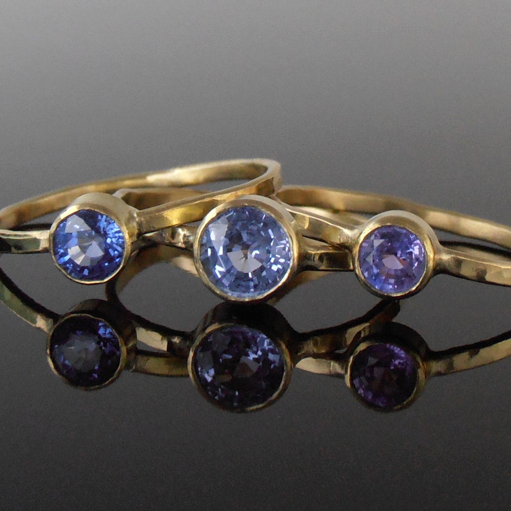 Sapphire and 18K Gold Stack Ring Set
