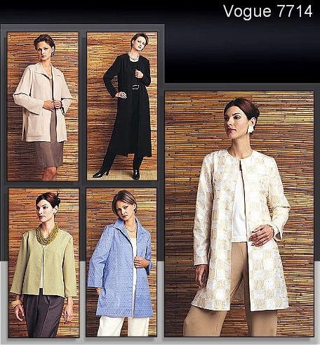 Vogue Jacket Pattern 7714 - Misses' Multiple Length Jacket - Vogue Basic Design  - SZ 20/22/24
