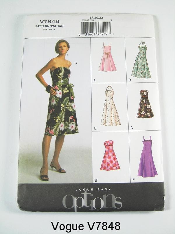 Vogue Pattern V7848 - Misses' Dress in 6 Variations- Vogue Easy Options - SZ 18/20/22