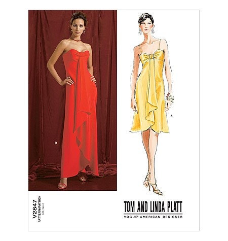 Vogue Dress Pattern v2847 - TOM and LINDA PLATT - Long or Short Dress -  Sizes 18/20/22