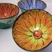 Handmade Majolica Earthenware Clay Pottery Small Serving Bowl Orange Yellow Lotus Flower / Clay Lick Creek Pottery