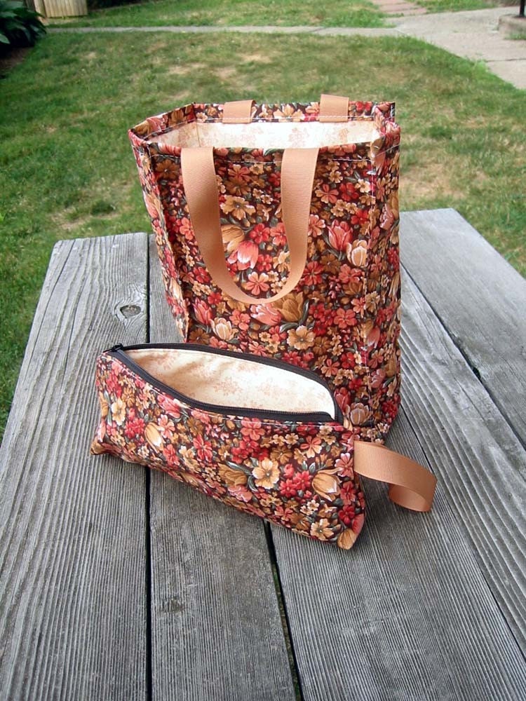 Reusable Fabric Lunch Bag and Zipper Pouch Pencil Case- Ready to Ship