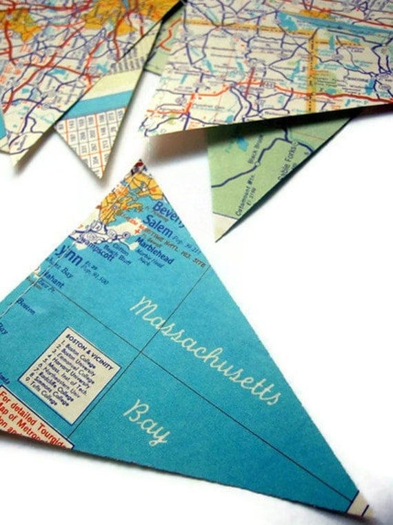 Vintage Map Garland- Randomized and Packaged