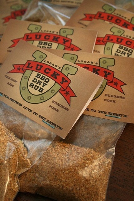 40 Party Favors. Lucky BBQ Rub. Western Cowboy Theme Party Wedding