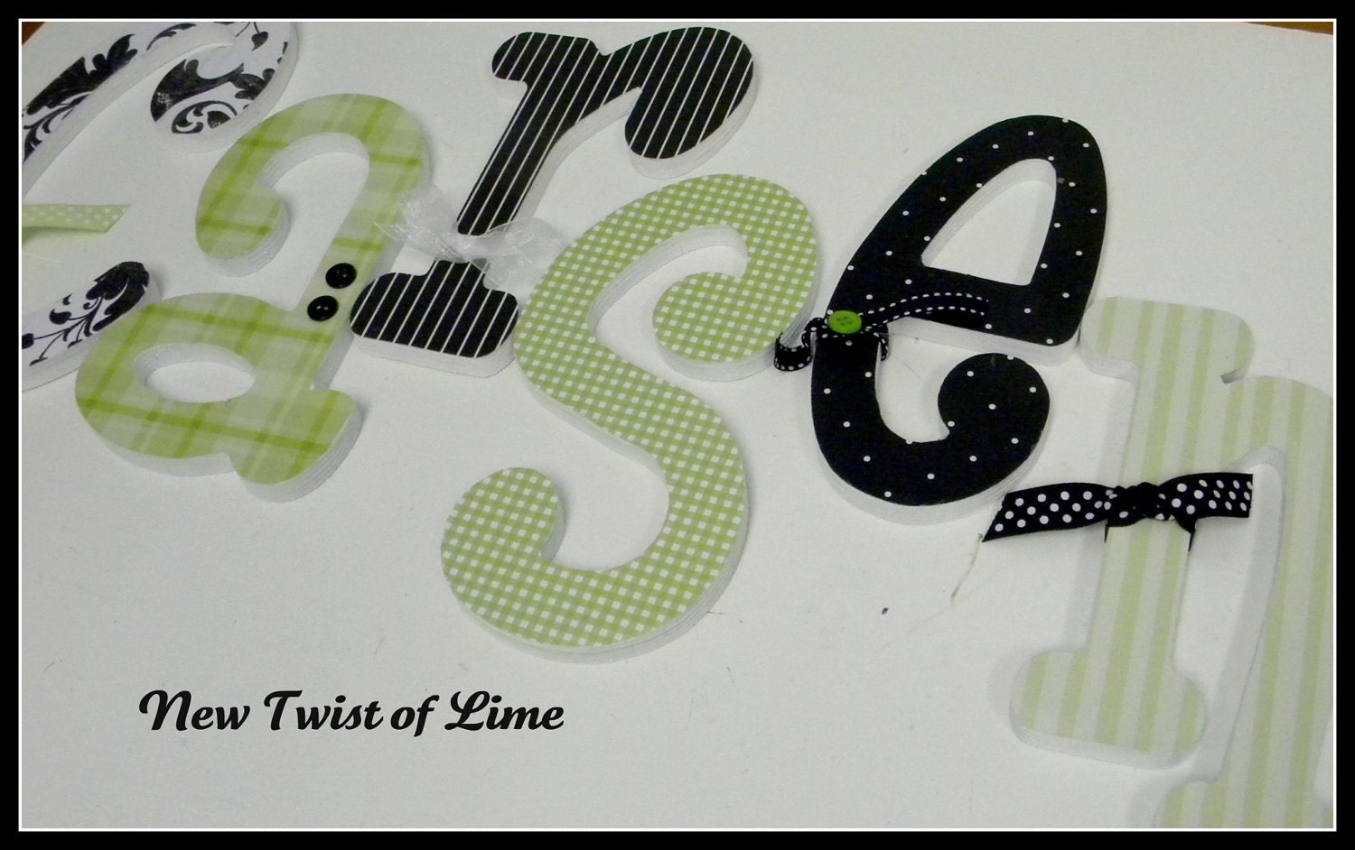 6 Wooden Wall Nursery Letters -EIGHT INCH Whimsical Letters - set of 6