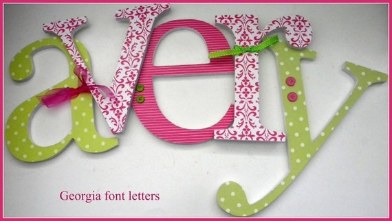 5 Wooden Wall Nursery Letters - EIGHT INCH Georgia Font Letters -Set of 5