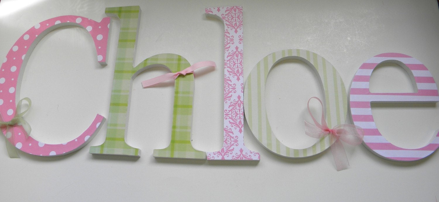 5 Wooden Wall Nursery Letters - EIGHT INCH Georgia Font Letters -Set of 5