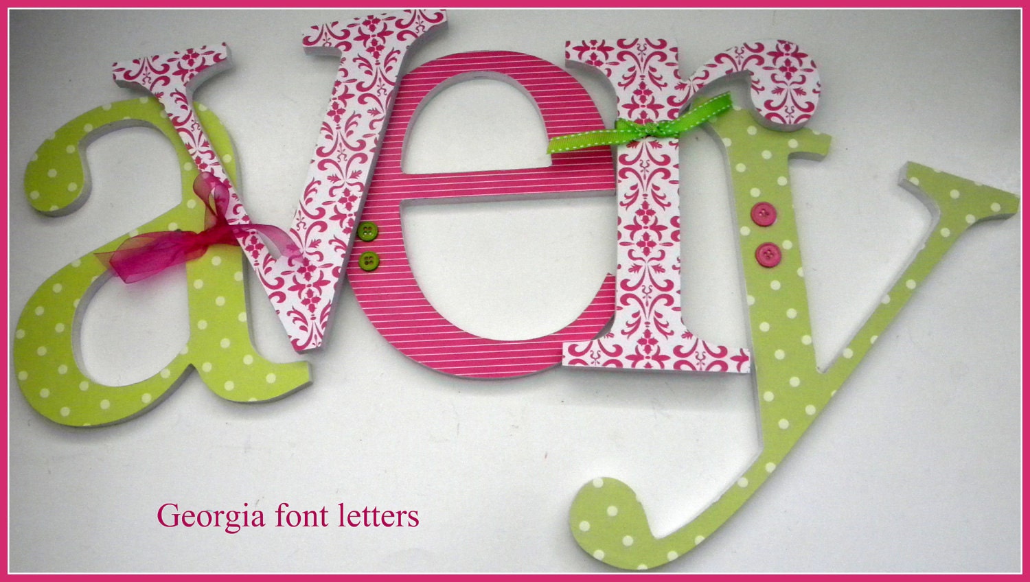 5 Wooden Wall Nursery Letters - EIGHT INCH Georgia Font Letters -Set of 5