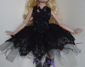 OOAK Dark butterfly ballet outfit for 16 inch fashion dolls