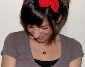 Mini Bow Headband in Cherry Red Cotton