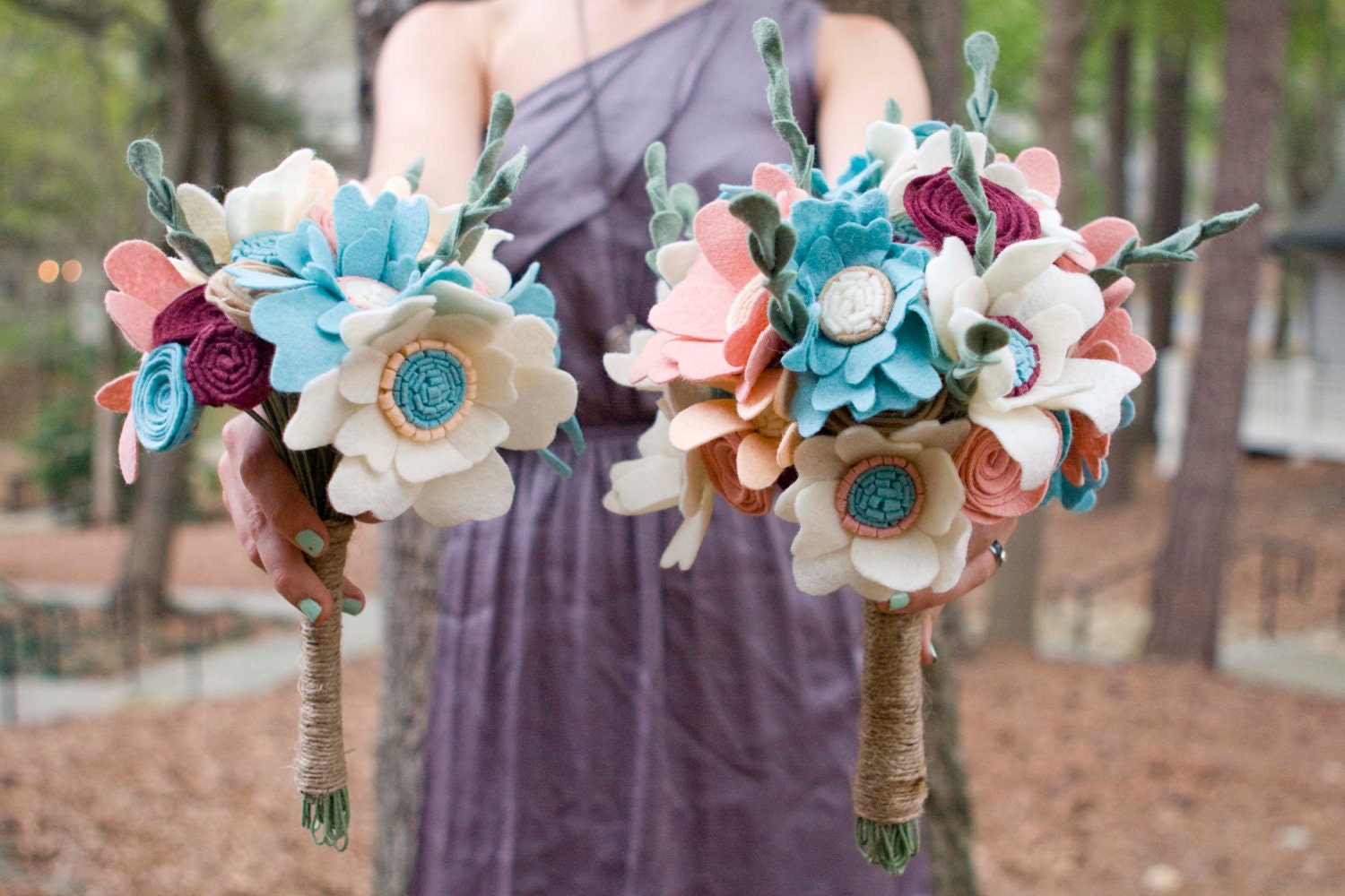 Wedding Bouquets for Bride and Bridal Party - Custom - Felt - Wildflower -
