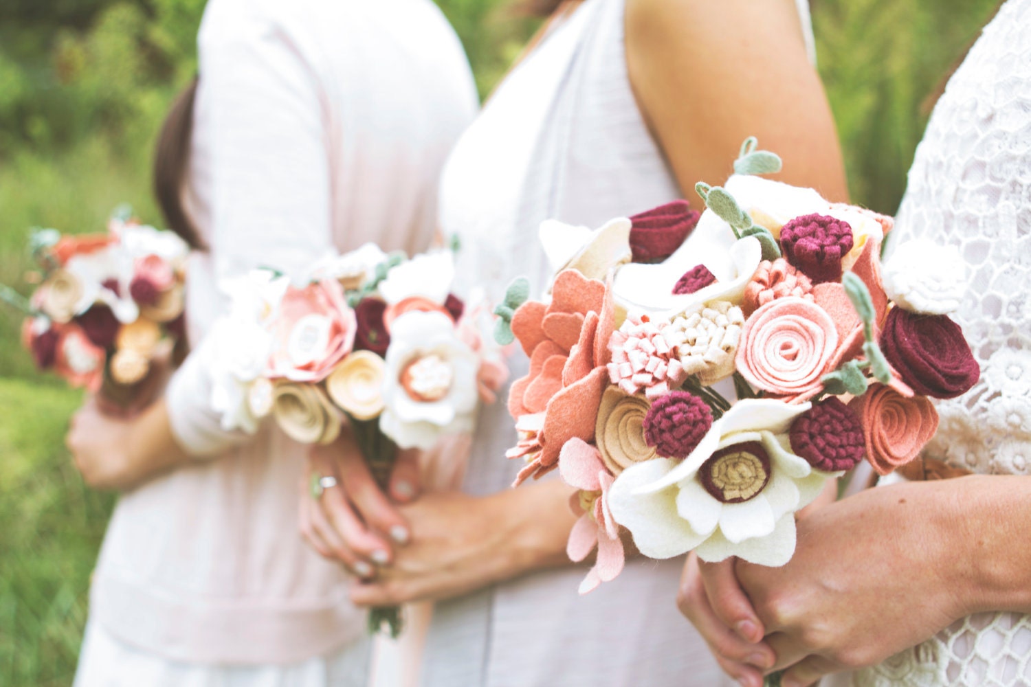 Custom, Made to order, Wildflower Felt Wedding Bouquet