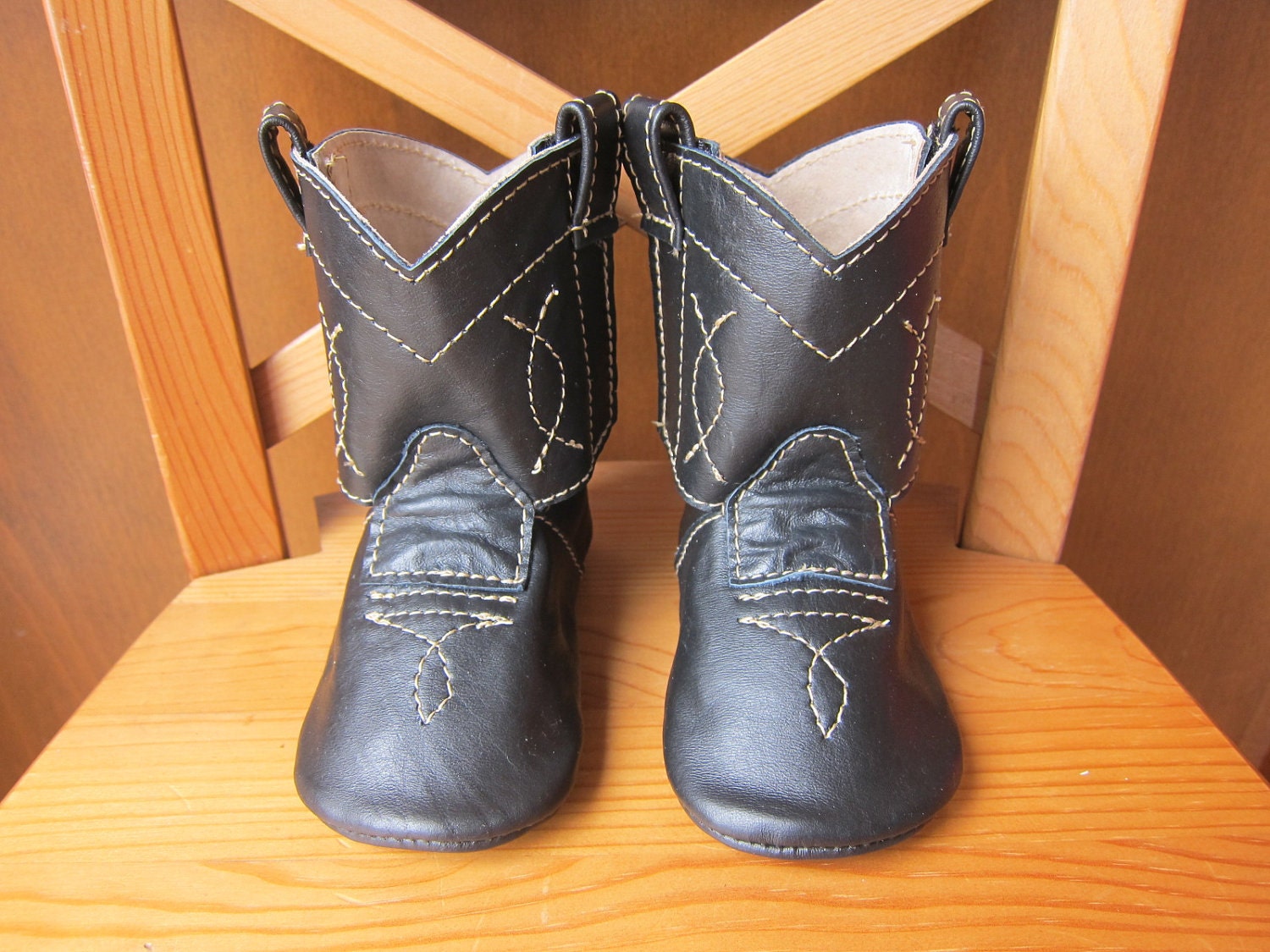 Baby Boots Soft Sole Shoes Baby's 1st Cowboy Boot Black Leather