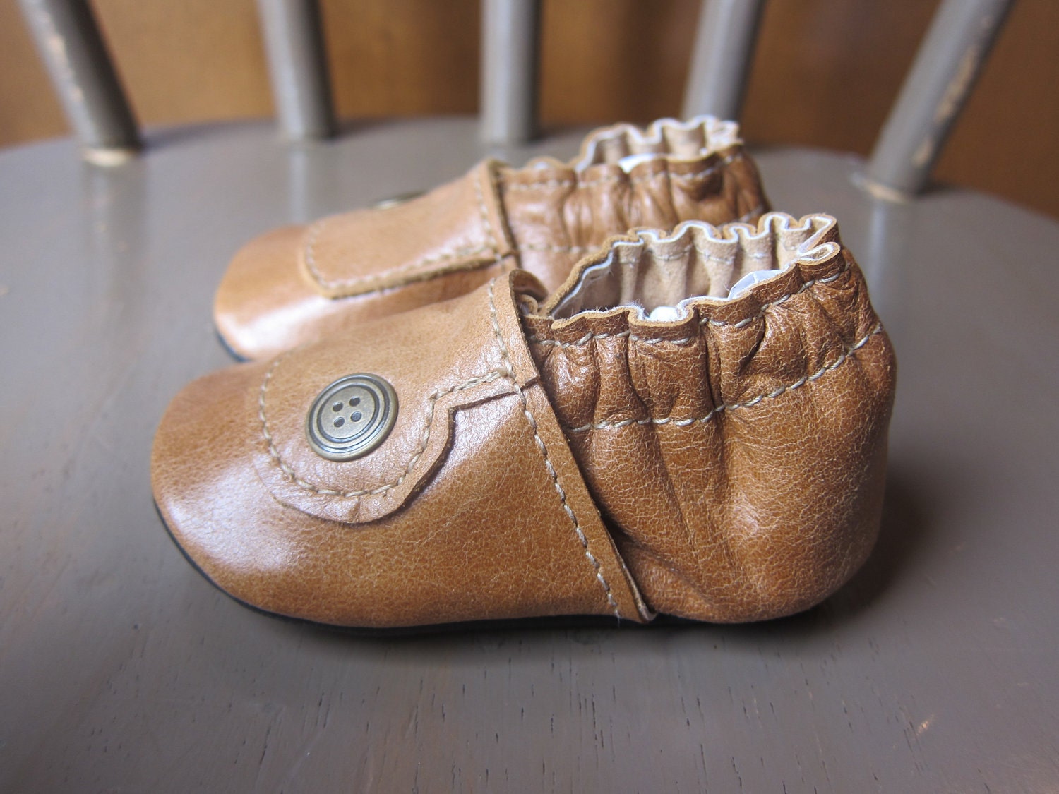 Baby Shoes Snap Shoe Caramel Brown Leather
