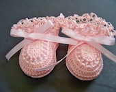TLC Crocheted Preemie Love Knot Booties Heirloom Quality