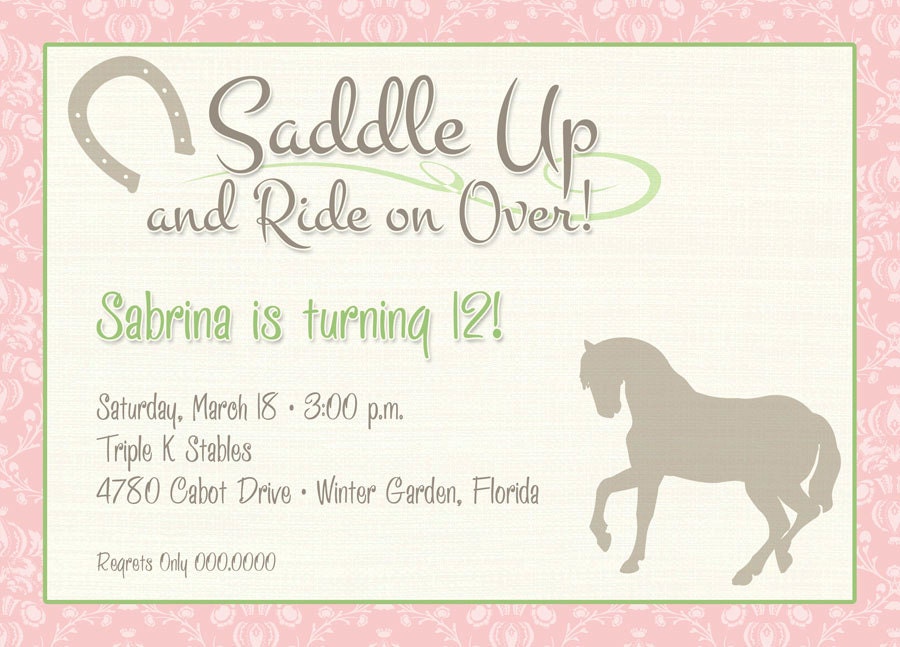 Saddle Up Printable Party Invitation - Horseback, Cowgirl, Western Girl Card Il_170x135