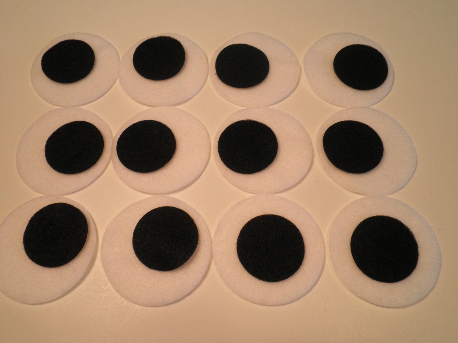 6 sets of felt die cuts for eyes largest 2 1/2 inch size for your pillows and stuffed animal projects