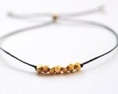 Wish bracelet - gold with Black Irish linen cord thread friendship bracelet