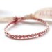 Sterling Silver Friendship bracelet - waxed Irish linen cord -one after the other bracelet in powder pink waxed linen cord