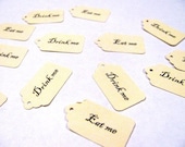 25 MINI Drink me, 25 MINI Eat me, Alice in Wonderland, gift tags- 50 count total